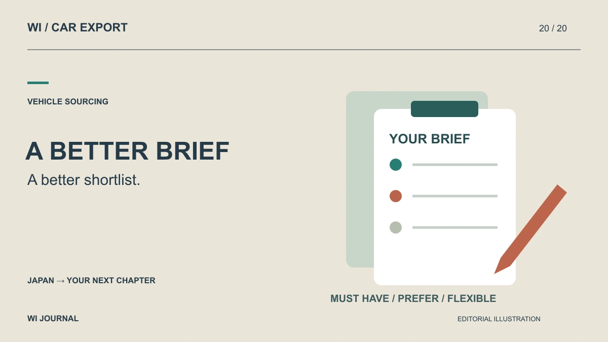 Write a Japanese Car Sourcing Brief That Survives ‘Unavailable’